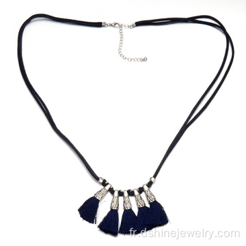 Cuir cordon collier alliage Tassel colliers pour femmes